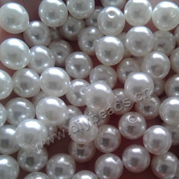 Imitation pearl, acrylic pearl,white with printing, 7mm round , half hole , high gloss . Sold per pkg of 3000pcs