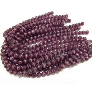 Bead, cat's eye glass,amethyst purple, 6mm round, quality grade. Sold per 14.5-inch strand.