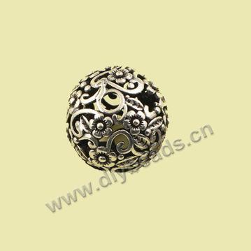 beads, 925 sterling silver charm, loose beads, 10mm, Antique Silver color,sold per okg of 10pcs