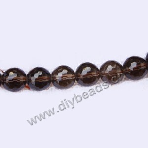 Bead, smoky quartz (heated/irradiated), 10mm 128-faceted round .sold per 13.7-inch strand