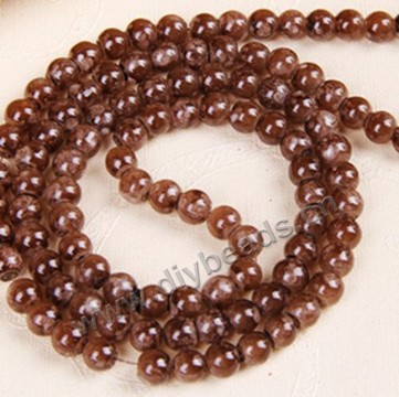 Bead,glass,solid brown color,14mm round,sold per pkg of 10 strands