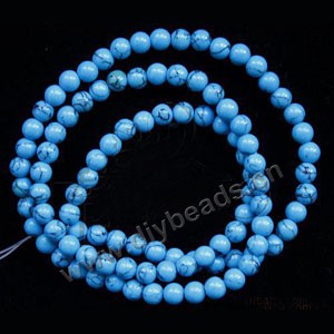 Bead, turquoise (imitation), 4mm round. Sold per 16-inch strand.