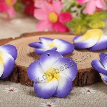 Bead, polymer clay,purole,30x10mm flower. Sold per pkg of 20.