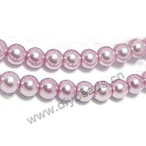 Bead, glass pearl, lilac, 8mm round. Sold per pkg of 10strands.