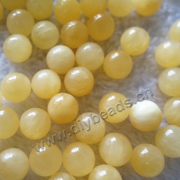Bead, yellow jade round gemstone beads,   6mm 8mm 10mm half hole loose beads  Sold 50pcs each package