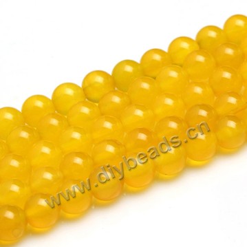 Bead,agate,yellow color,smooth 8mm round, Sold per one strand.