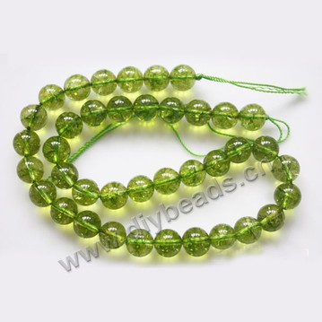 Bead, peridot (dyed), 6mm round,Mohs hardness 6-1/2 to 7. Sold per 15-inch strand