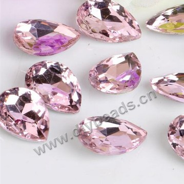 Teardrop rhinestone or CZ diamond Bottom tip silver plated beads