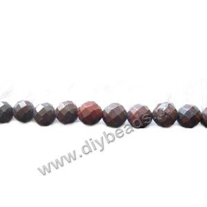 Bead, brecciated jasper (natural), 8mm faceted round, Mohs hardness 6-1/2 to 7. Sold per 16-inch strand.