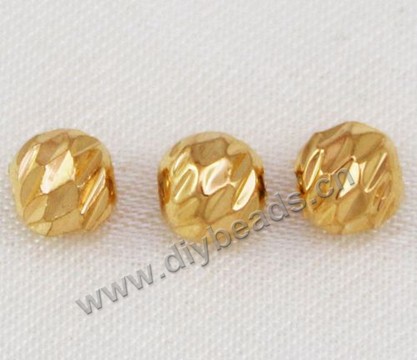 Bead,copper,24k gold plated,5mm with 2.0mm hole,round,Sold per pkg of 30 pieces.