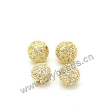 beads, big-hole beads,24k gold plated alloy, 8mm with 1.6mm hole. Sold per pkg of 5ps