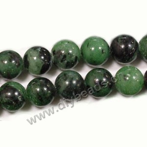 Bead, ruby in zoisite (natural), 10mm round. Sold per 15-inch strand