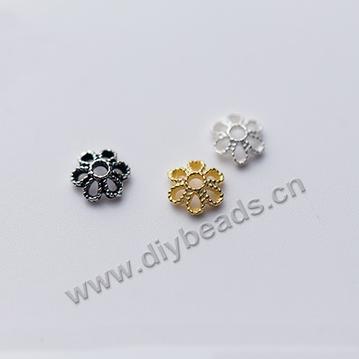 Bead cap, 925 sterling silver beads, 6mm diameter, gold color. Sold per pkg of 100pcs.