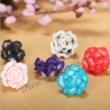 Bead, polymer clay,mixed color,15x10mm flower. Sold per pkg of 5.