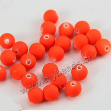 Bead, acrylic, fluorescent dark red, 10mm round. Sold per pkg of 200ps