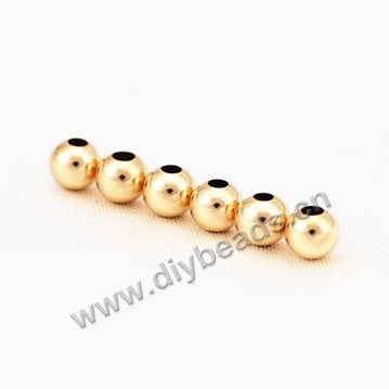 Bead, 925 sterling silver, 24K gold plated, 3mm diameter, 1.3mm hole, Sold per pkg of 1 bag-100 pieces.