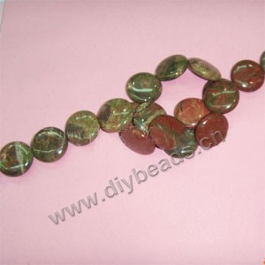 Bead, autumn jasper (natural), 20mm flat round, Sold per pkg of five 15-inch strand