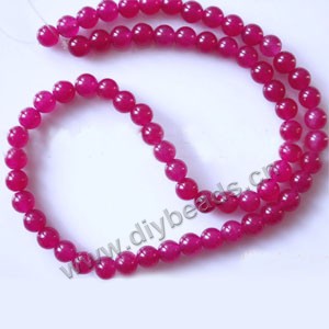 Bead, fuchsia "jade" (dyed), 6mm round. Sold per 15-inch strand,approximately 65 beads .
