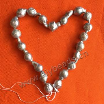 14mm grey(dyed)Natural irregular Freshwater big bulk baroque Pearls