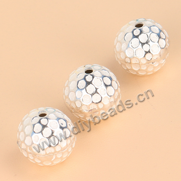 Spacer Bead, 925 sterling silver, 10mm  round golfball beads  Sold per pkg of 1 bag(10 pieces).