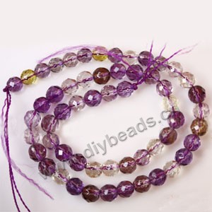 Bead, ametrine (imitation), 6mm  64-faceted round,sold per 15-inch strand,approximately  56ps.