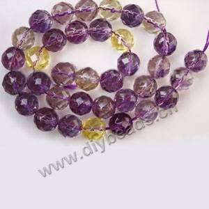 Bead, ametrine (imitation), 10mm  64-faceted round,approximately  35ps.