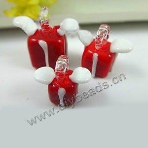 Charm, lampworked glass, red , white , 18x19/22x21/24x26mm present ,3 size to option. Sold per pkg of 200.