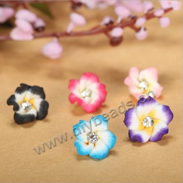 Bead, polymer clay,mixed color,12x6mm flower. Sold per pkg of 5.