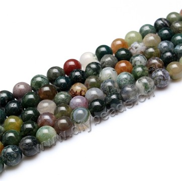 Bead,natural india agate, dark green,smooth 8mm round, Sold per one strand.