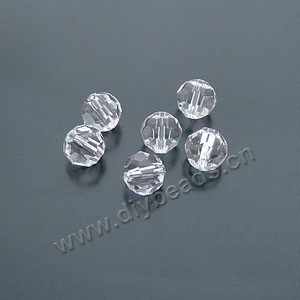 bead,glass,clear,8mm half-hand faceted round, sold per pkg of 20ps