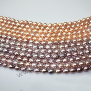 Pearl mix, cultured freshwater pearl (Natural), white / peach / mauve, 8-9mm potato,B+ grade. Sold per pkg of (10) 15-inch strands.