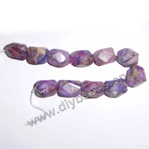 Bead, imperial Jasper(dyed), purple, 15x20mm faceted nugget. Sold per 16-inch strand .factory price. 