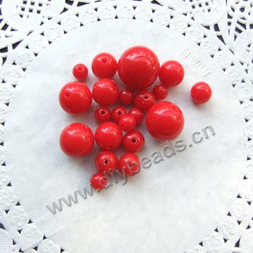 Bead,acrylic,solid red colors, 6mm round. Sold per pkg of 500grams