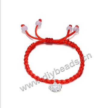 Bracelet, red line with 925 silver lock beads,sold per pkg of 5 pc.
