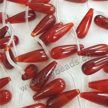 Bead,natural agate,red,8x12mm round tear drop. Sold per pkg of one strand
