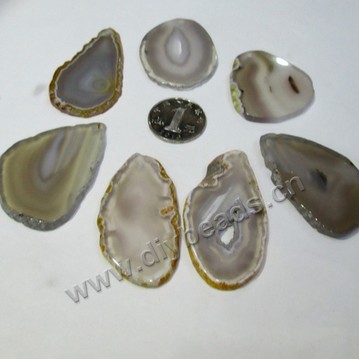 Pendant, natural agate slice (dyed), approx 30*50 mm, white, Sold per pkg of 5 pcs.