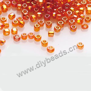#11 seed beads,glass,orange,silver-lined rainbow,square hole.sold per pkg of 40g,  approximately 3200ps.