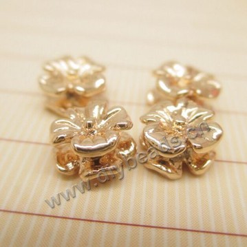 Bead,copper,24k gold filled,double flower,7x3.5mm,Sold per pkg of 100 pieces.