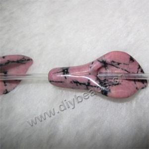 Bead, rhodonite (natural), 25x35mm carved flower. Sold per 16-inch strand
