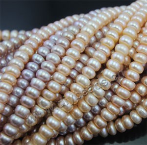 Pearl mix, cultured freshwater pearl ,white / peach / mauve, 9-10mm button,A+ grade. Sold per pkg of (10) 15-inch strands.