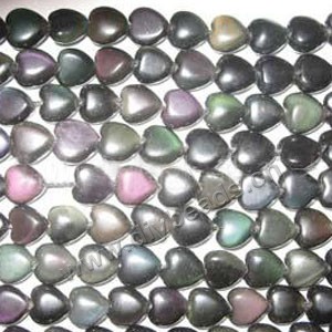 Bead, rainbow obsidian (natural), 12mm heart. Sold per 15-inch strand