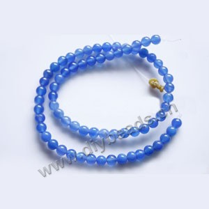Bead, blue chalcedony (dyed), 6mm round, Mohs hardness 7. Sold per 15-inch strand