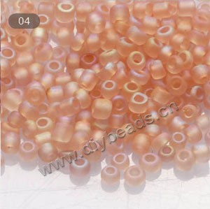 Seed bead,glass,rainbow matte,peach#11 irregular round. Sold per pkg of 1/2 kilo. 