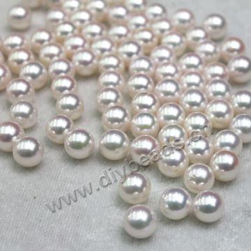 Pearl, natural Akoya Pearl, round, white color, 7-7.5mm. Sold per pkg of 2 pcs.