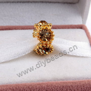 alloy Bead,gold plated,11x6mm flower,4mm hole,Sold per pkg of 50 pieces.