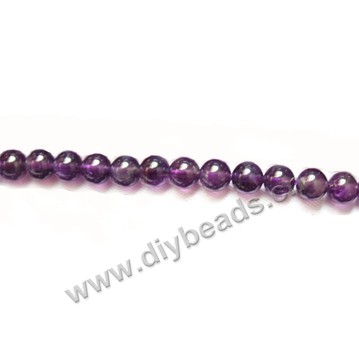 Bead, amethyst (natural), medium to dark, 8mm round, A grade, Mohs hardness 7. Sold per 15-inch strand