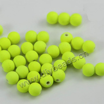 Bead, acrylic, fluorescent yellow, 10mm round. Sold per pkg of 200ps