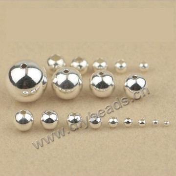 Bead,big-hole bead,silver,round s925 sterling silver 4mm beads,Sold per pkg of 10ps