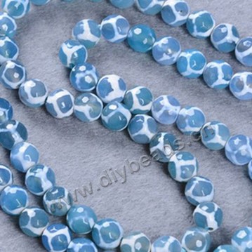 Bead,agate,white and blue color,8mm round, Sold per one strand.
