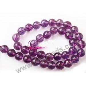 Bead, amethyst (imitation), 10mm  128-faceted round. Sold per 15-inch strand,approximately  37ps.